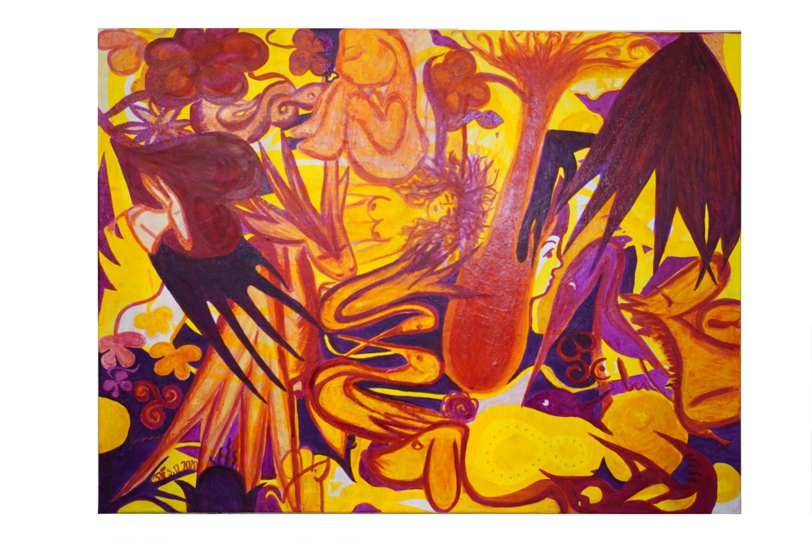Werktitel: Impression of He(ART)
Das Bild entstand im Dezember 2020. Diese eher düstere Pandemie-Zeit brachte mich dazu, meine innere Welt in Farbe auszudrücken und sie nach draussen in eine Welt ohne öffentliches Leben zu bringen. Es ist Zeit für einen farbigen Neustart! 
