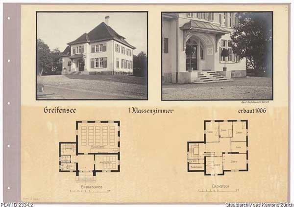 1907 wurde nach diesen Plänen das neue Schulhaus fertiggestellt (auch wenn auf dem Plan die Jahreszahl 1906 vermerkt ist...). 