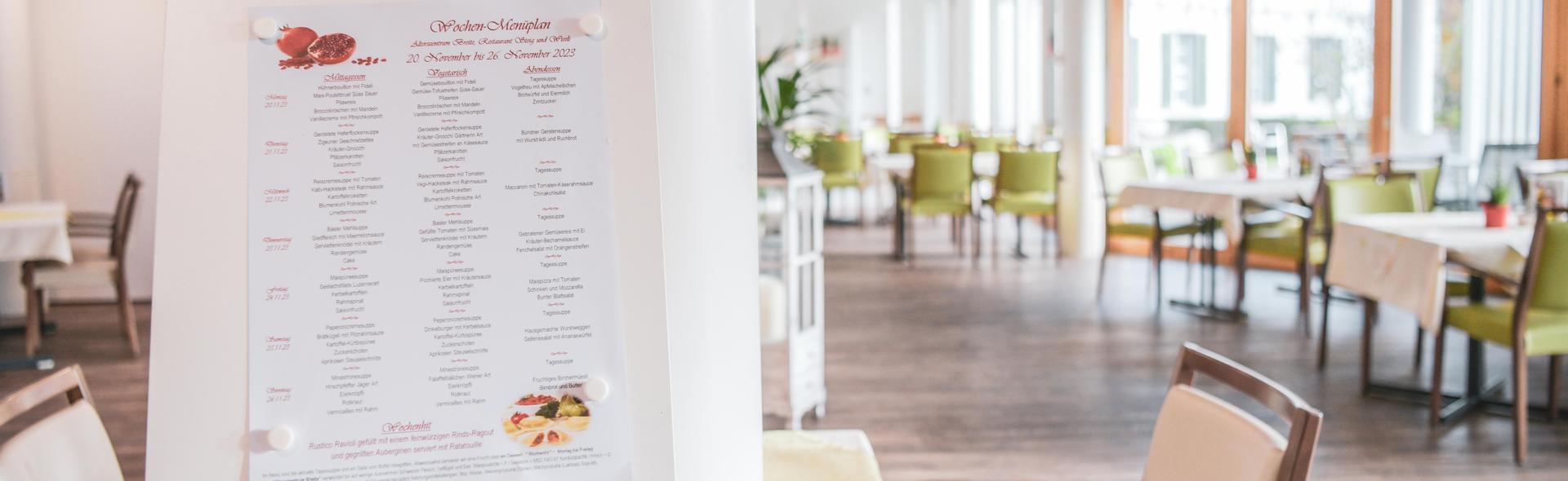 Restaurant Steig mit Menüplan