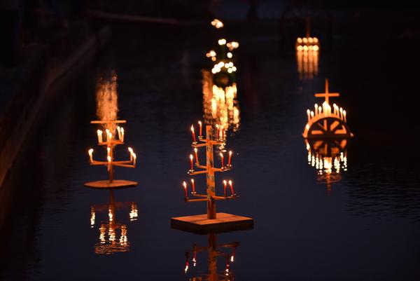Lichtbäume im Wasser