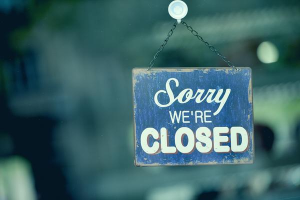 Schild Sorry we're closed