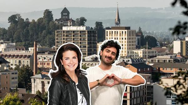 Die beiden Radiomoderatoren im Hintergrund Uster