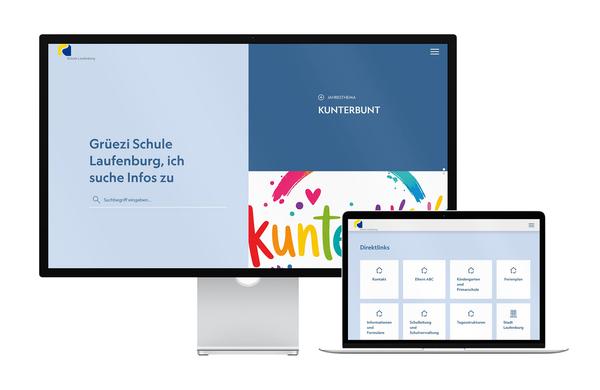 Desktop- und Tablet-Ansicht Webauftritt Schule Laufenburg