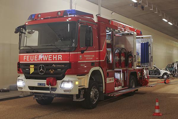 Das Rüstfahrzeug im Kirchenwaldtunnel