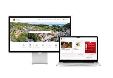 Desktop- und Tablet-Ansicht Webauftritt Gemeinde Saint-Cergue