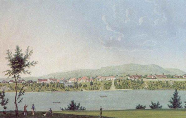Ein idyllischer Blick auf Stein von der badischen Seite mit dem ruhig dahinfliessenden Rhein (von M. Morat, geb. 1820. Name des Bildes: Stein gegenüber Säckingen).

Stein, Dorfgemeinde im Kreise Wegenstetten, Bezirkes Rheinfelden, mit 167 männlichen 137 weiblichen, zusammen 304 Einwohnern in 44 mit Ziegeln, 4 mit Stroh gedeckten Häusern, nebst 14 Nebengebäuden mit Ziegeldächern, ein wohlgebautes Pfarrdorf, auf hohem Lande über dem linken Rheinunfer. Das Dorf windet sich von Nord gegen Süd um den Fuss des Steiner-Berges, der früher Mumpfer-Fluh hiess.

Aus dem Buch: Unbekannter Aargau - Ansichten des 18. und 19. Jahrhunderts aus der Sammlung Laube.

