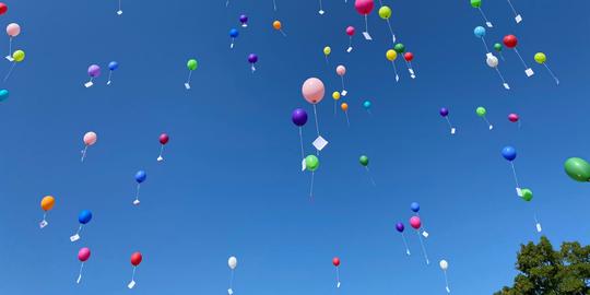 Luftballone fliegen am Himmel