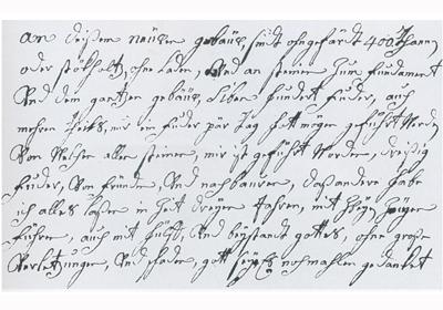 Ausschnitt aus dem autobiographischen Bericht vom 27. Oktober 1757