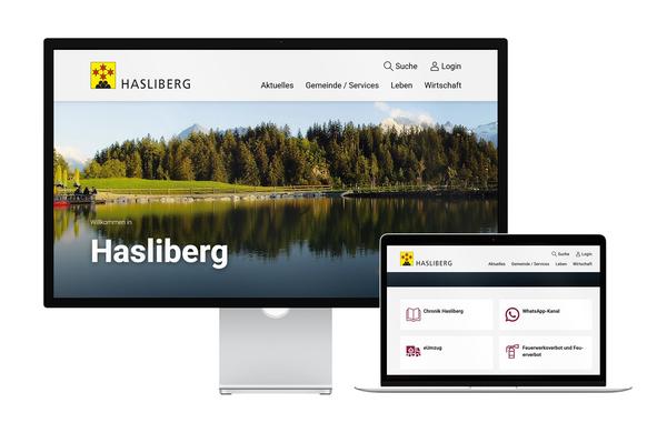 Desktop- und Tablet-Ansicht Webauftritt Gemeinde Hasliberg