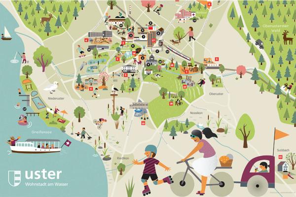Stadtplan Uster als Comic
