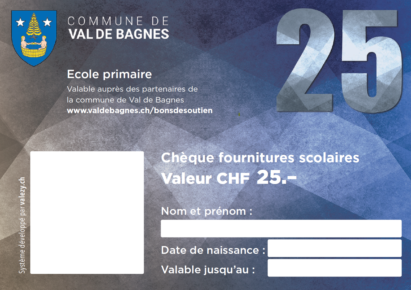Chèque Ecole primaire 26-27