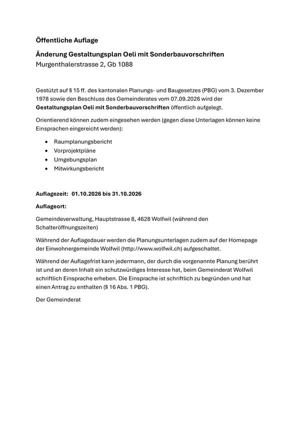 Öffentliche Auflage
