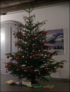 Weihnachtsbaum - geschmückter Christbaum im Schloss-Foyer