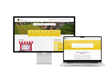 Desktop- und Tablet-Ansicht Webauftritt Gemeinde Oulens-sous-Echallens