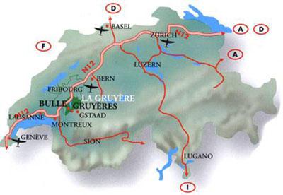 Situer Gruyères en Suisse