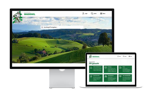 Desktop- und Tablet-Ansicht Webauftritt Gemeinde Madiswil