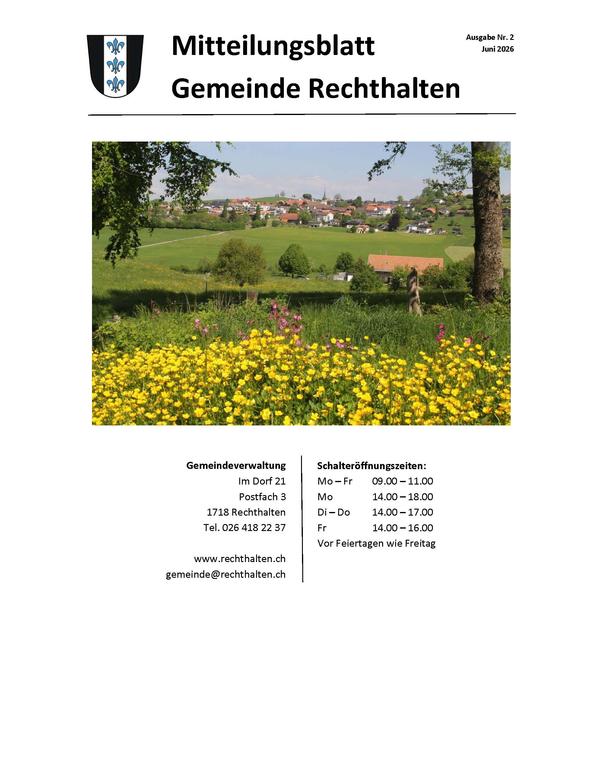 Mitteilungsblatt Rechthalten Nr. 2026/2