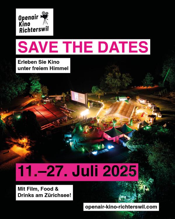 Openair-Kino am Horn Richterswil, Bild aus der Vogelperspektive nachts