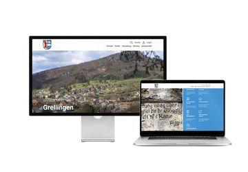 Desktop- und Tablet-Ansicht Webauftritt Gemeinde Grellingen