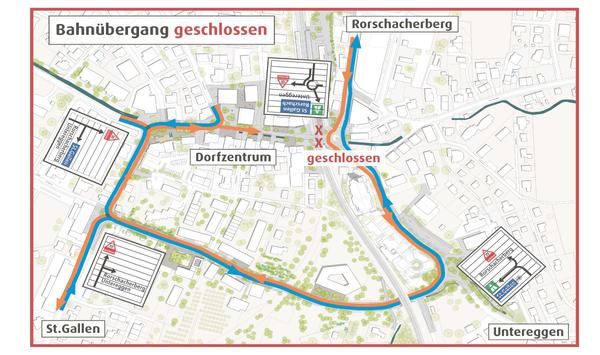 Plan neue Verkehrsführung bei geschlossener Barriere