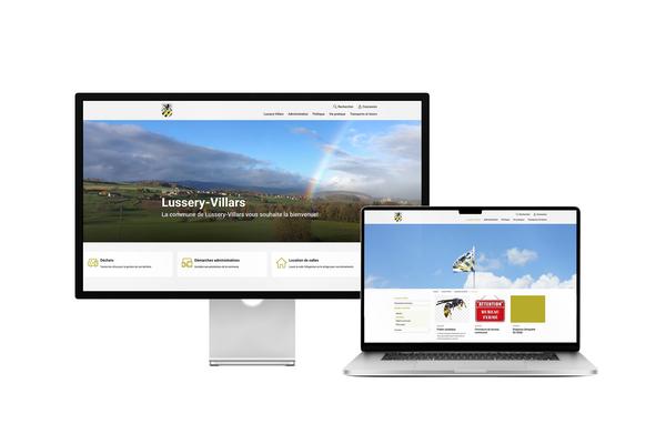 Desktop- und Tablet-Ansicht Webauftritt Gemeinde Lussery-Villars