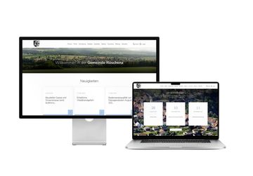 Desktop- und Tablet-Ansicht Webauftritt Gemeinde Röschenz