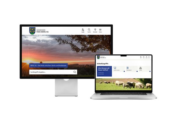 Desktop- und Tablet-Ansicht Webauftritt Gemeinde Berg SG