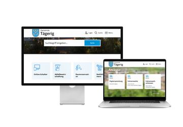 Desktop- und Tablet-Ansicht Webauftritt Gemeinde Tägerig