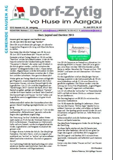 Ansicht Titelseite Dorfzytig 6/7 2013