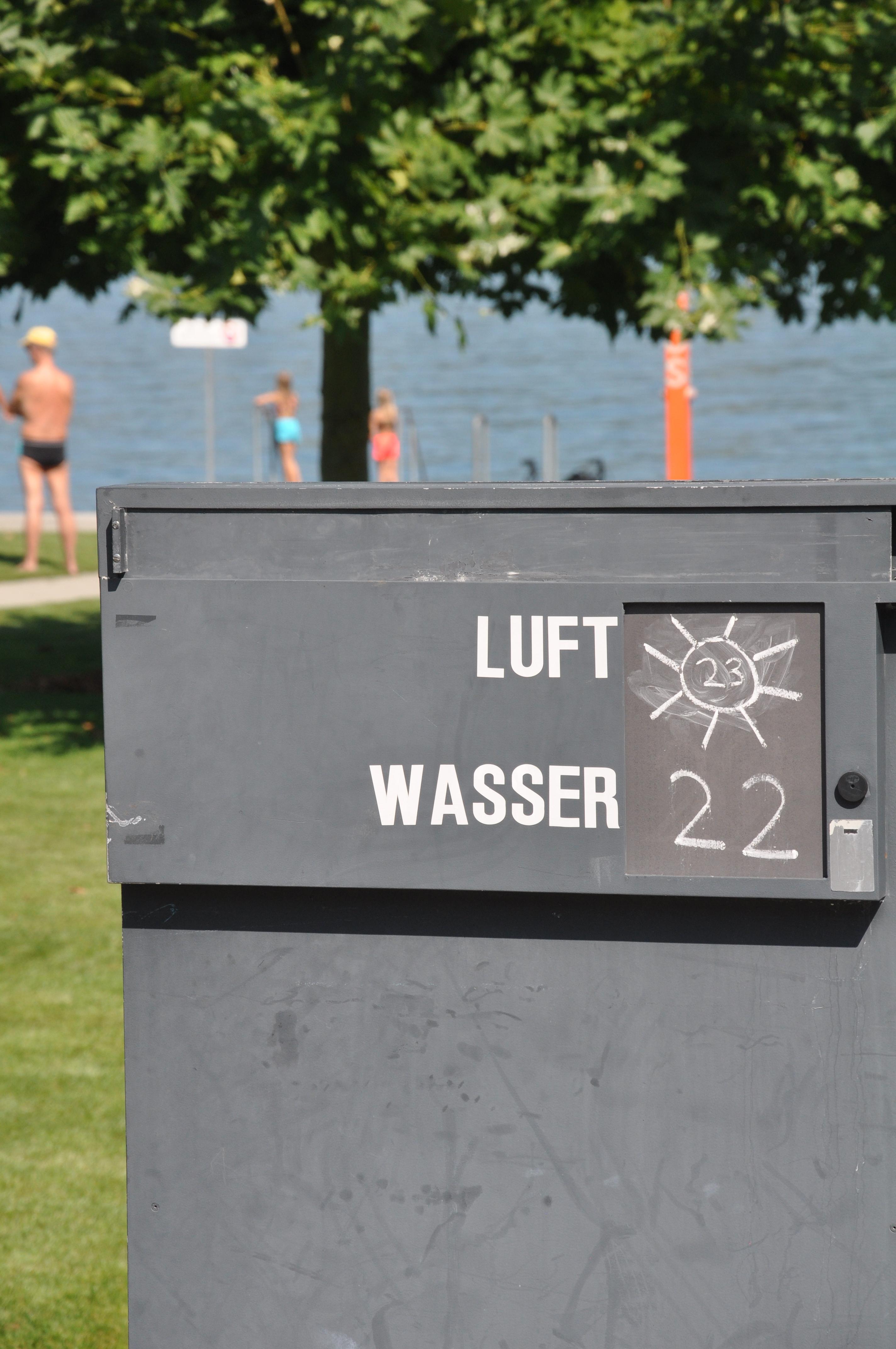 Luft und Wassertemperatur im Seebad Bürger II im Sommer 2019