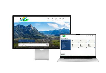 Desktop- und Tablet-Ansicht Webauftritt Gemeinde Mels