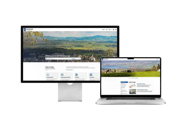 Desktop- und Tablet-Ansicht Webauftritt Gemeinde Egg ZH