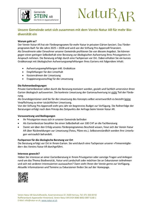 Beratung zur ökologischen Aufwertung Privatgarten