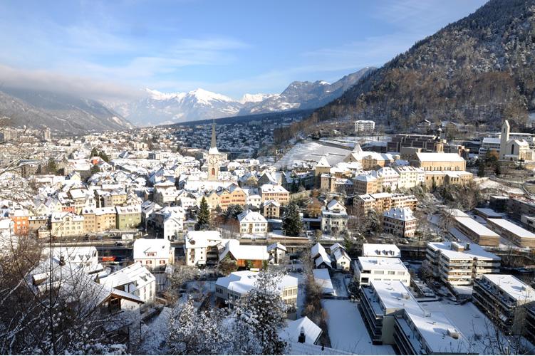 Blick über die Stadt nordwärts. 