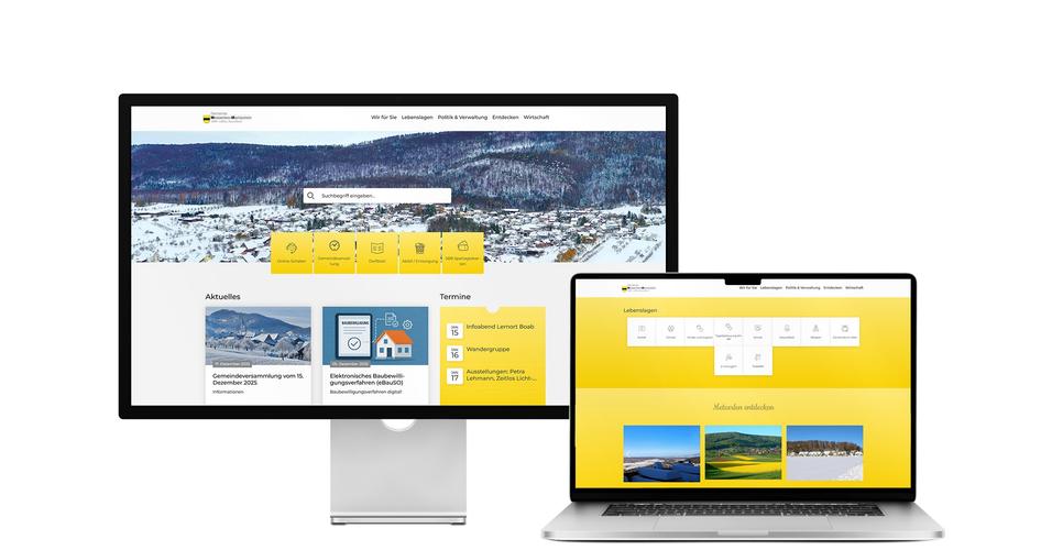Desktop- und Tablet-Ansicht Webauftritt Gemeinde Metzerlen