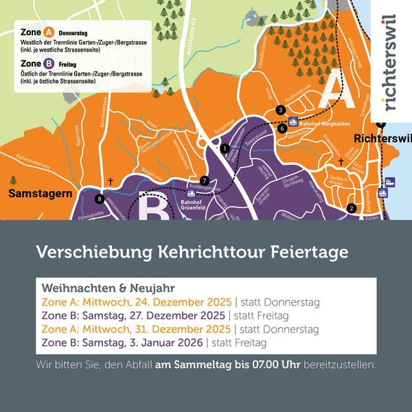  Verschiebung Kehrichttouren aufgrund von Feiertagen