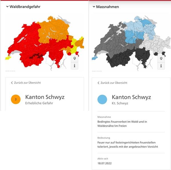 Info zur Waldbrandgefahr, Stand 20.7.2022
