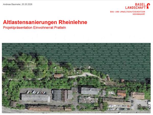 präsentationstitelblatt mit drohnenbild eines areals am rheinufer