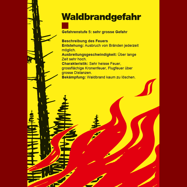Plakat höchste Stufe Waldbrandgefahr