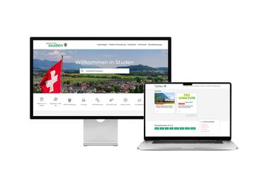 Desktop- und Tablet-Ansicht Webauftritt Gemeinde Studen
