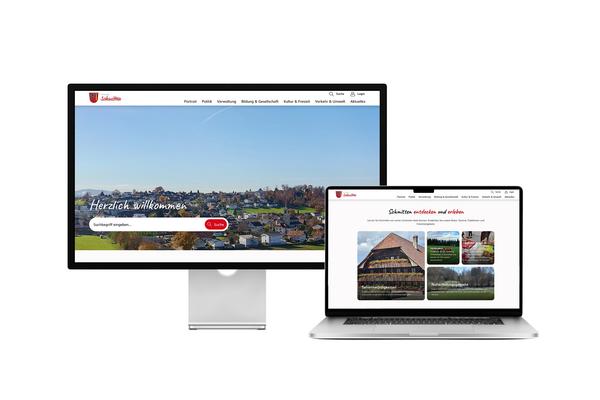 Desktop- und Tablet-Ansicht Webauftritt Gemeinde Schmitten