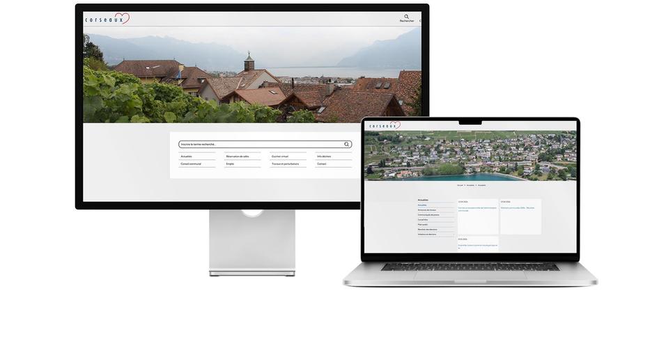 Desktop- und Tablet-Ansicht Webauftritt Gemeinde Corseaux 