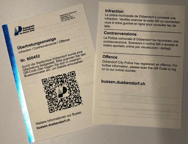 QR Ordnungsbussenzettel