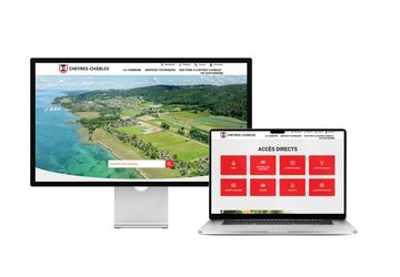 Desktop- und Tablet-Ansicht Webauftritt Gemeinde Cheyres-Châbles