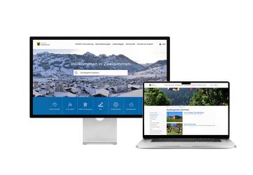 Desktop- und Tablet-Ansicht Webauftritt Gemeinde Zweisimmen