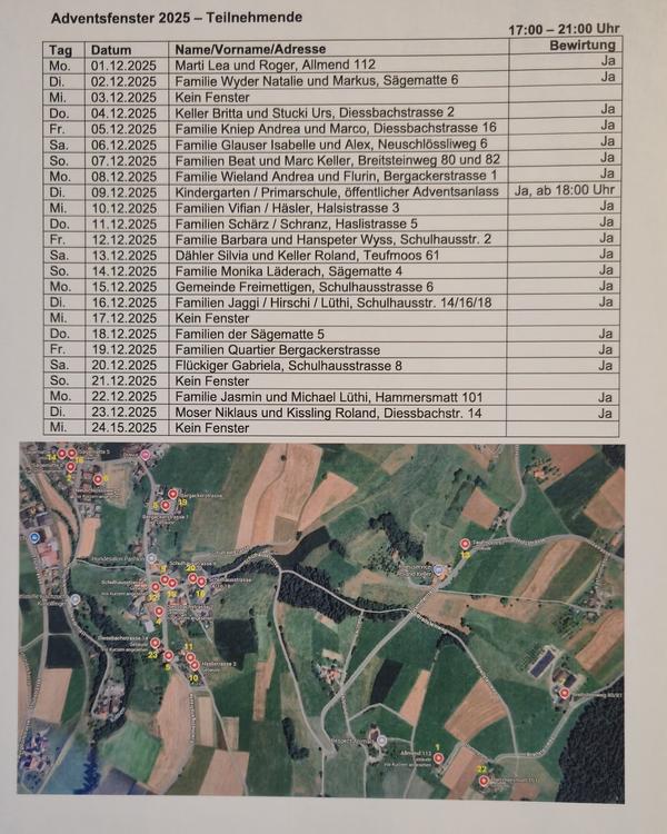 Liste Adventsfenster
