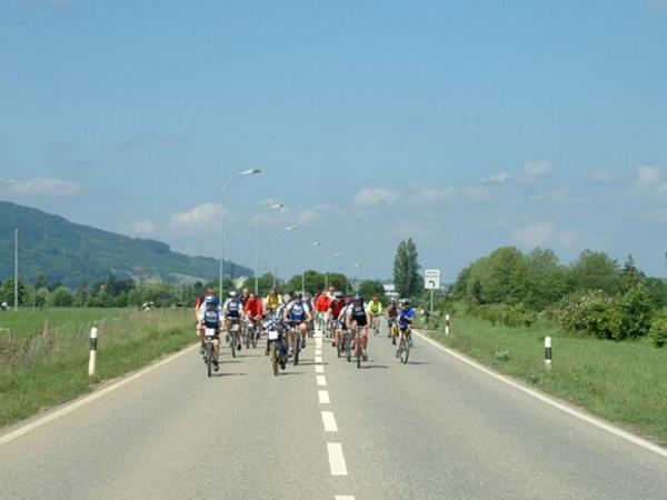 Auf der Kantonsstrasse zwischen Stein und Sisseln.
