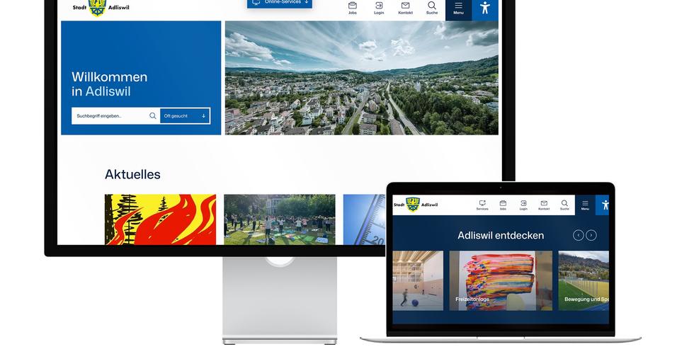 Desktop- und Tablet-Ansicht Webauftritt Stadt Adliswil