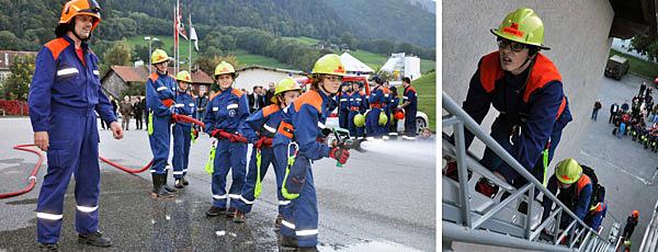 Die Jugendfeuerwehr Chur bei der jährichen Demonstration ihres Könnens.