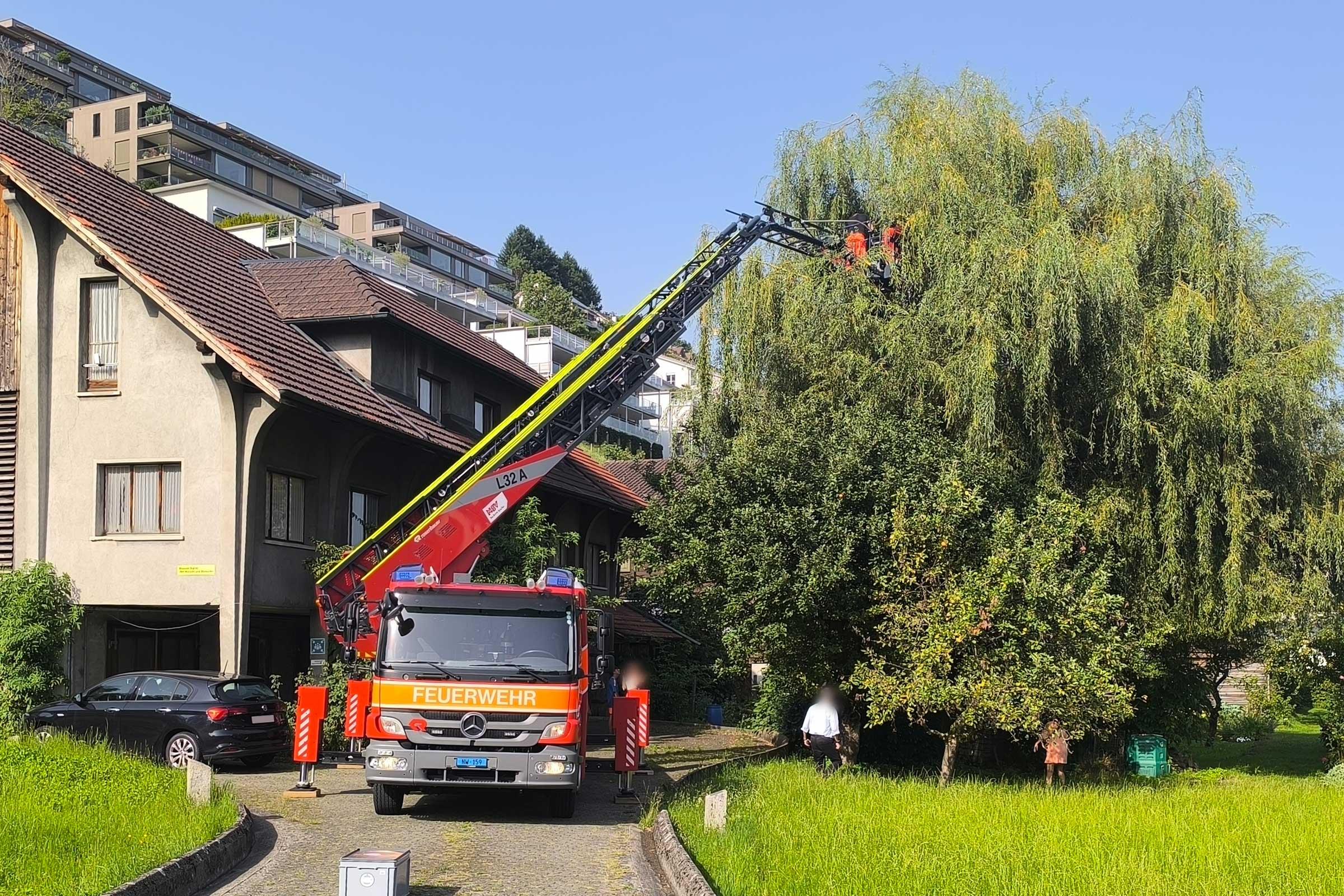 Die Stanser ADL wird von der Feuerwehr Buochs-Ennetbürgen für eine Tierrettung aufgeboten.